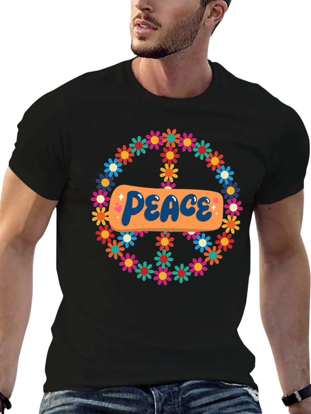 Retro Peace Sign Floral T-Shirt