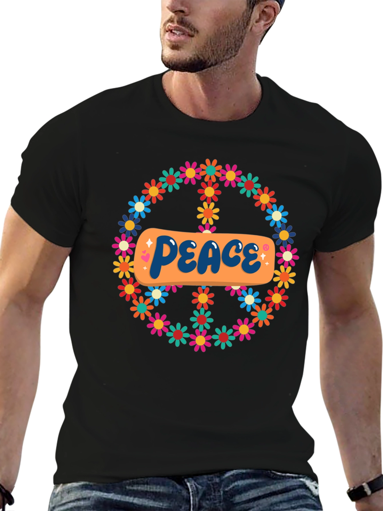 Retro Peace Sign Floral T-Shirt