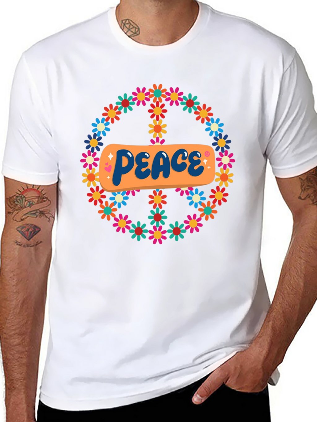 Retro Peace Sign Floral T-Shirt