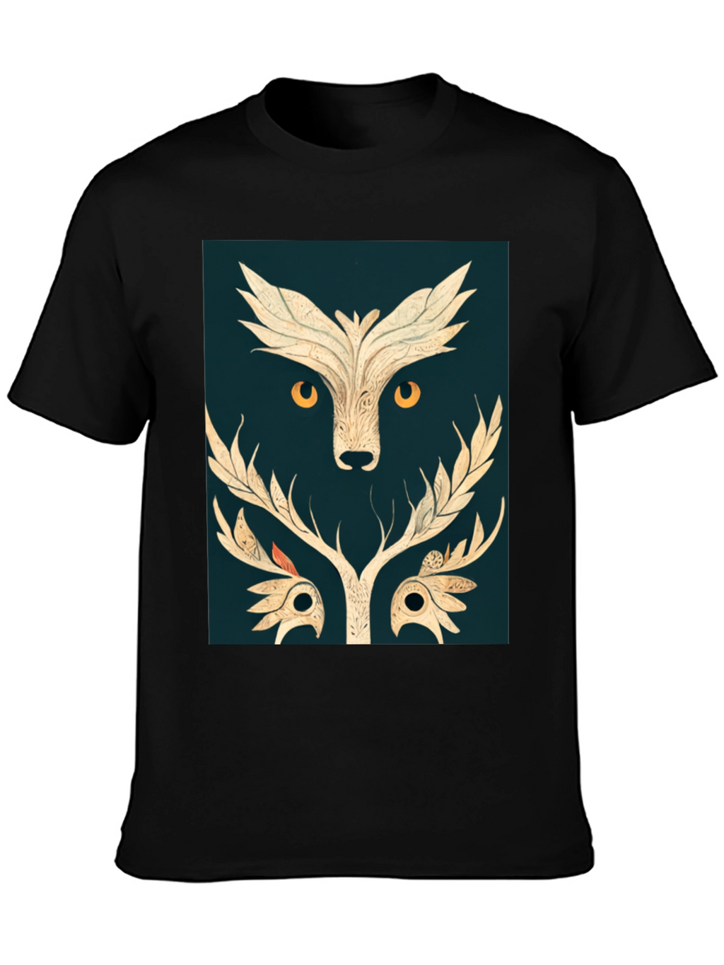 Abstract Owl Graphic Tee - Black