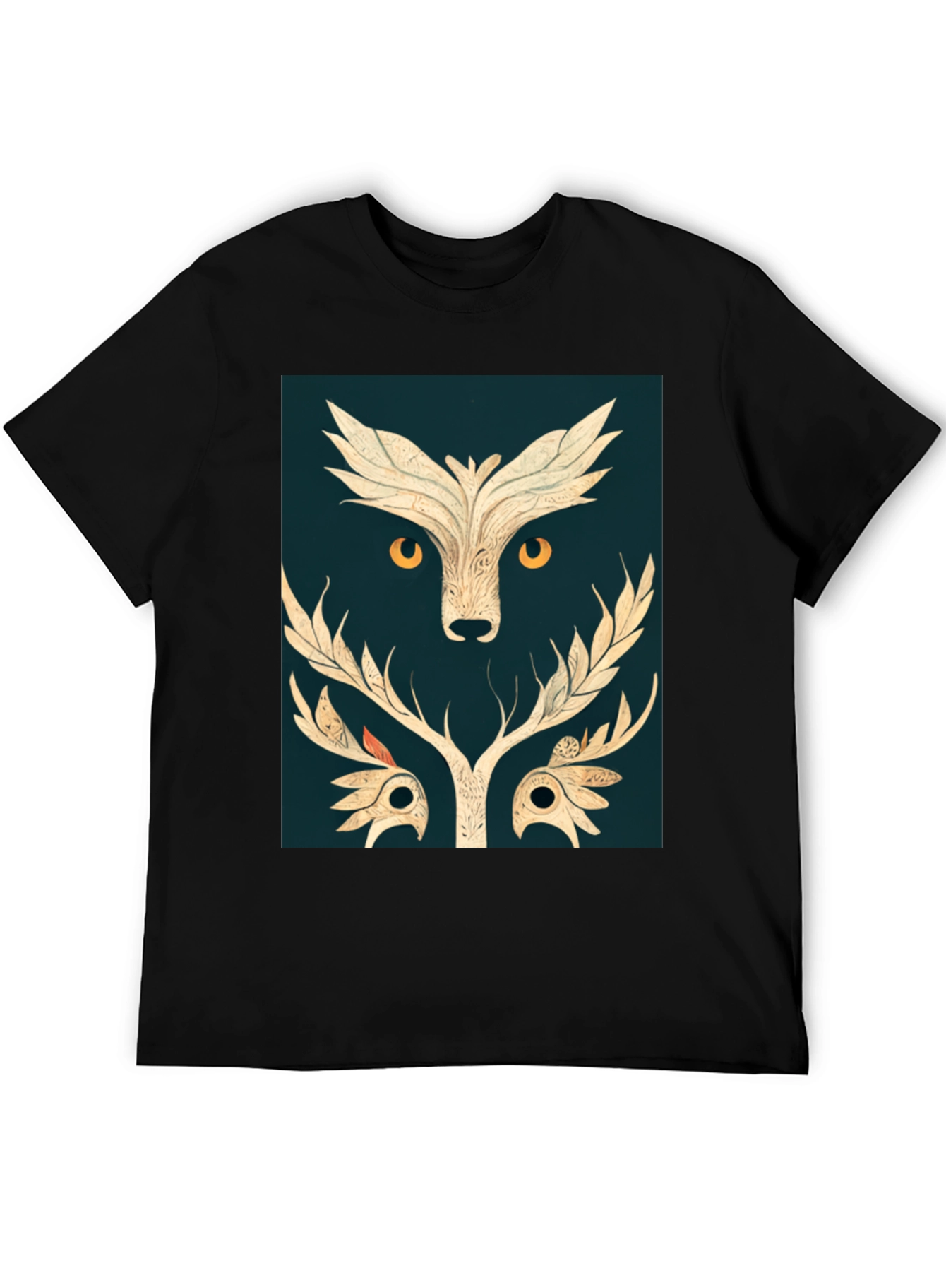 Abstract Owl Graphic Tee - Black
