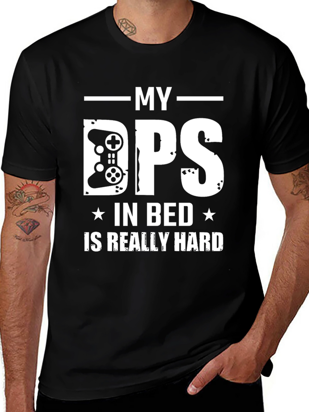 My DPS in Bed is Really Hard Gamer T-Shirt