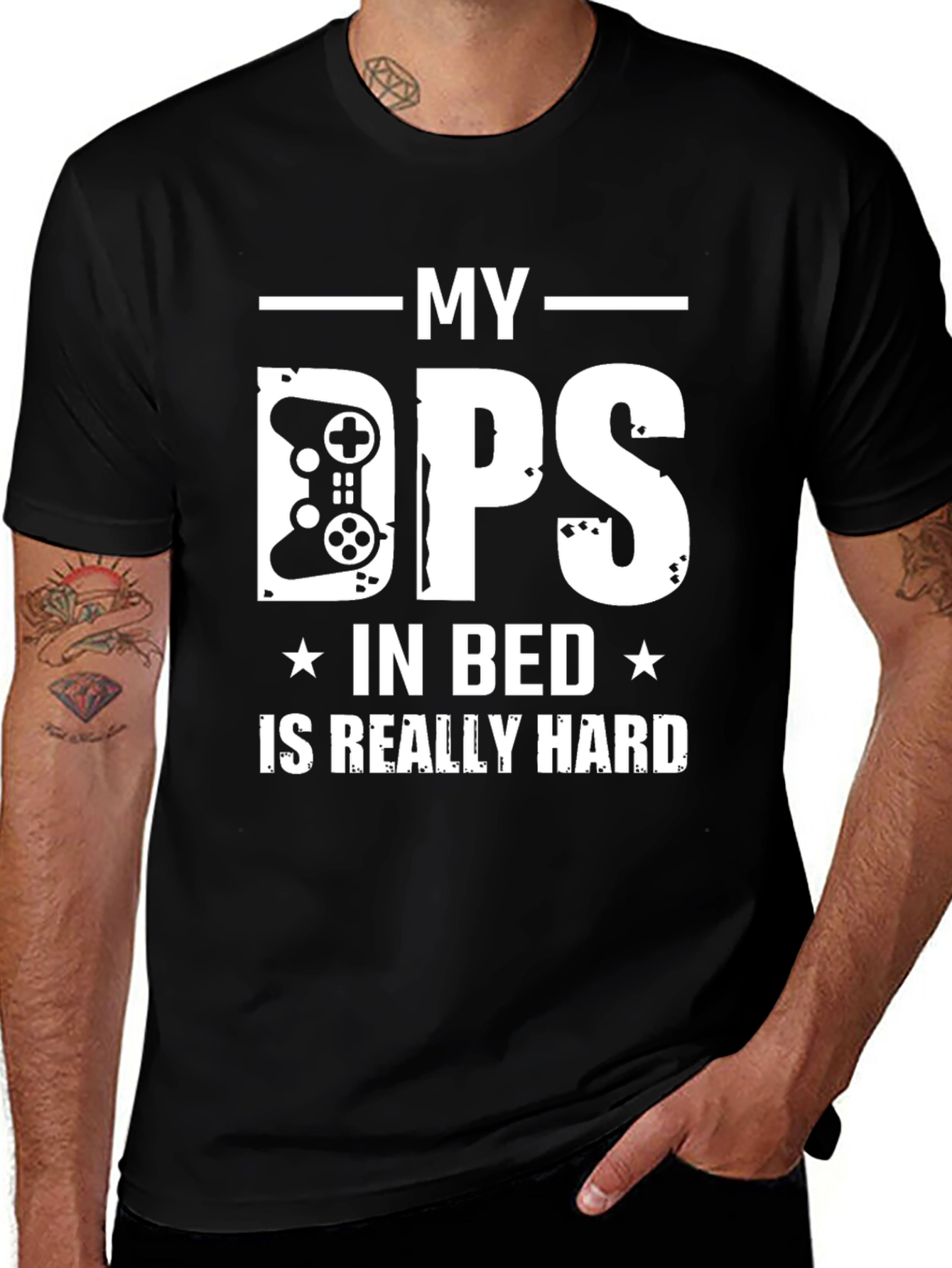 My DPS in Bed is Really Hard Gamer T-Shirt