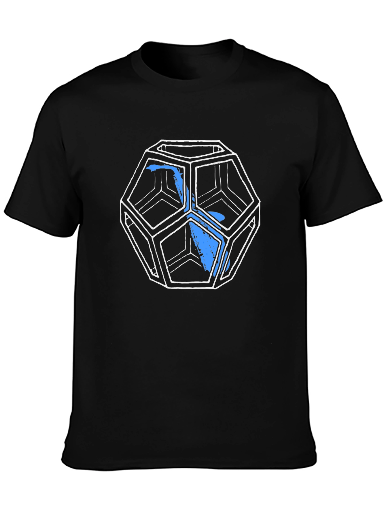 Geometric Icosahedron Graphic Tee - Black