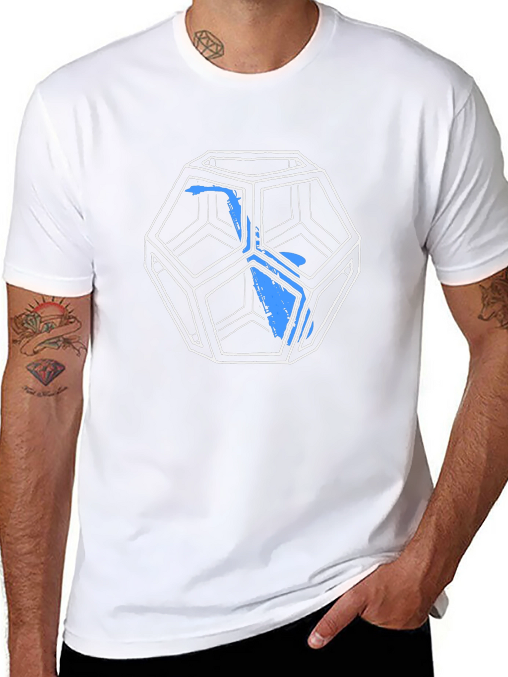 Geometric Icosahedron Graphic Tee - Black