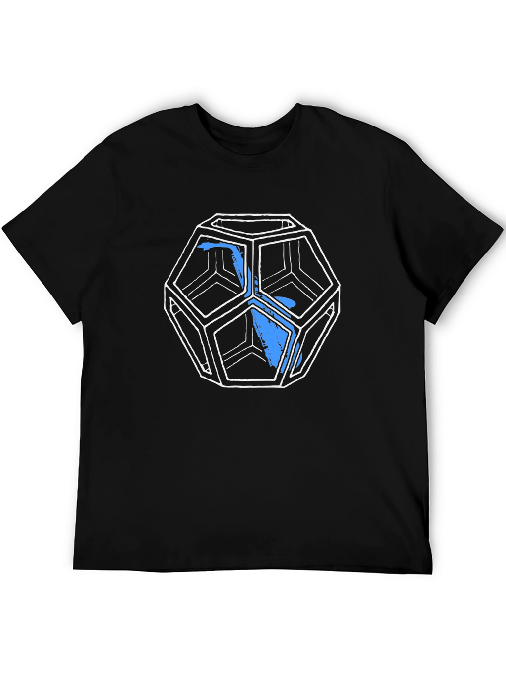 Geometric Icosahedron Graphic Tee - Black