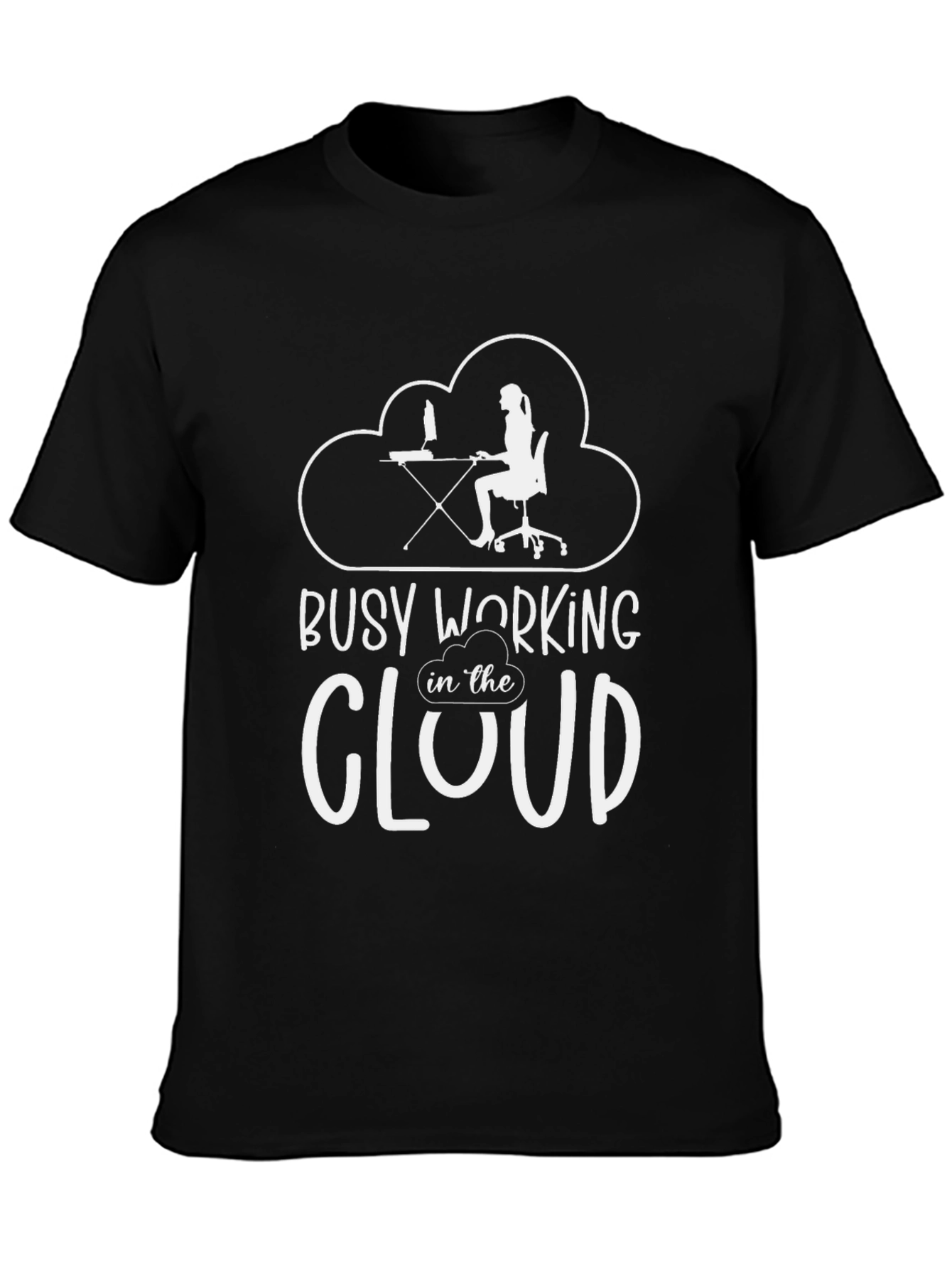 Busy Working in the Cloud Black T-Shirt