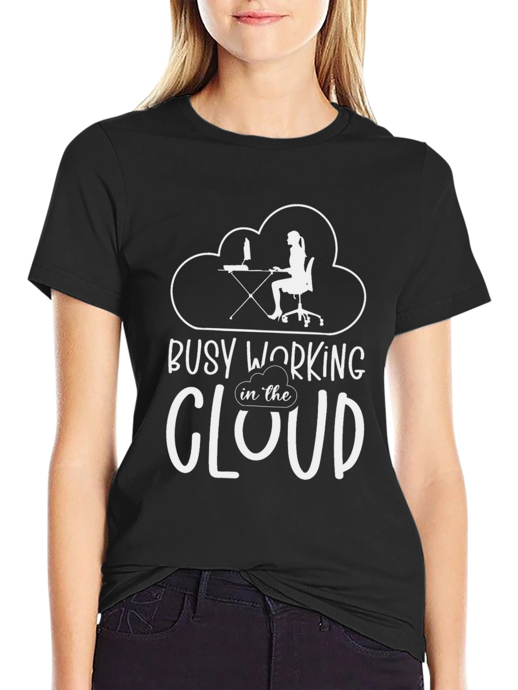 Busy Working in the Cloud Black T-Shirt