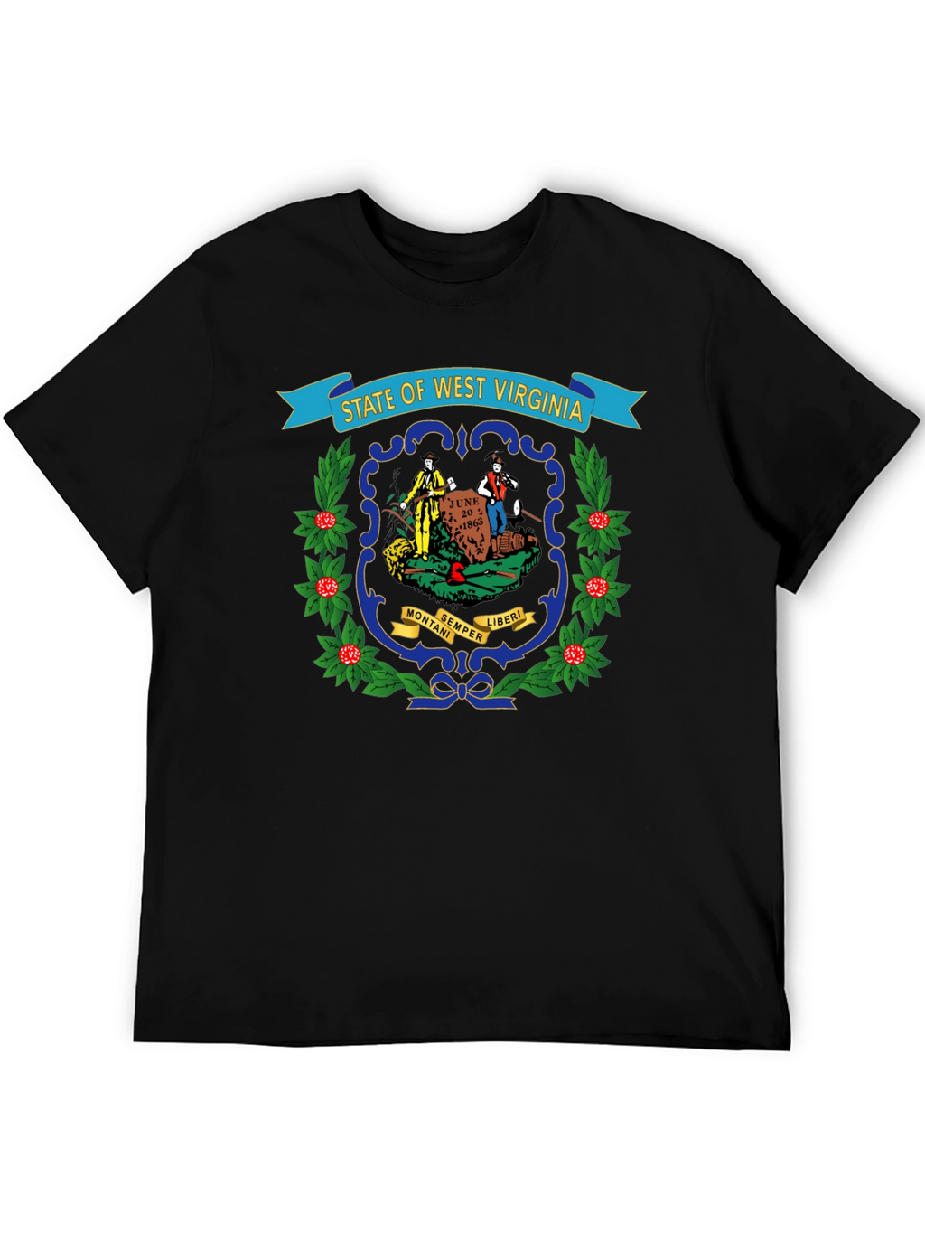 West Virginia State Seal Black T-Shirt