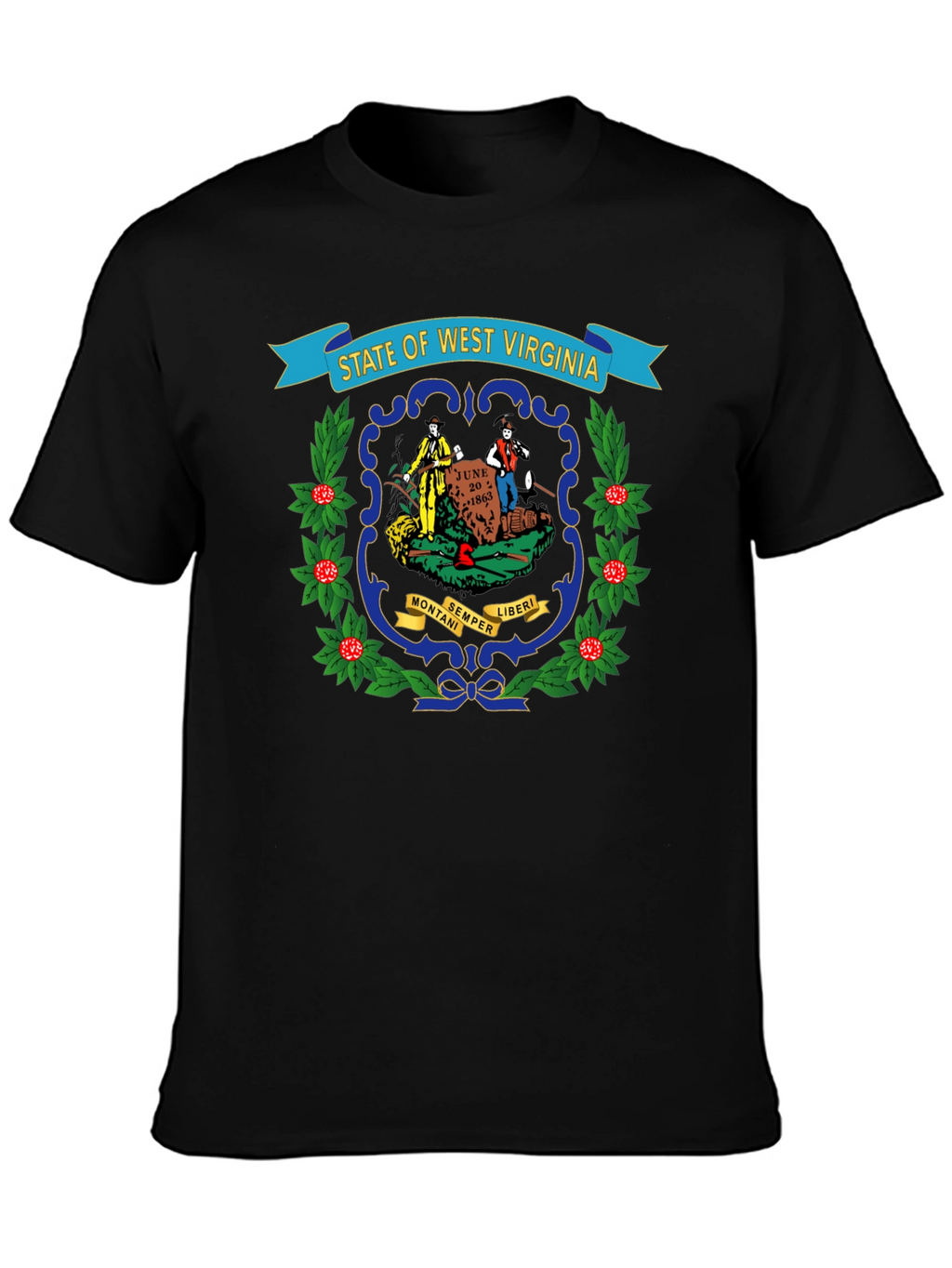 West Virginia State Seal Black T-Shirt