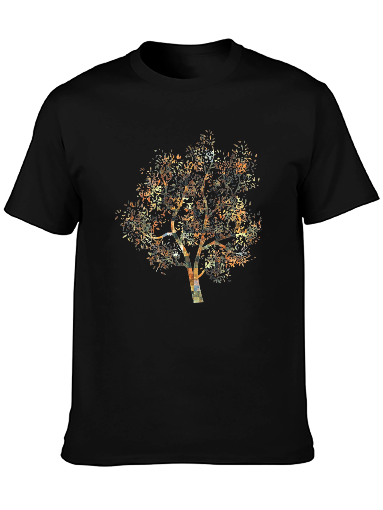 Abstract Tree Print Black T-Shirt