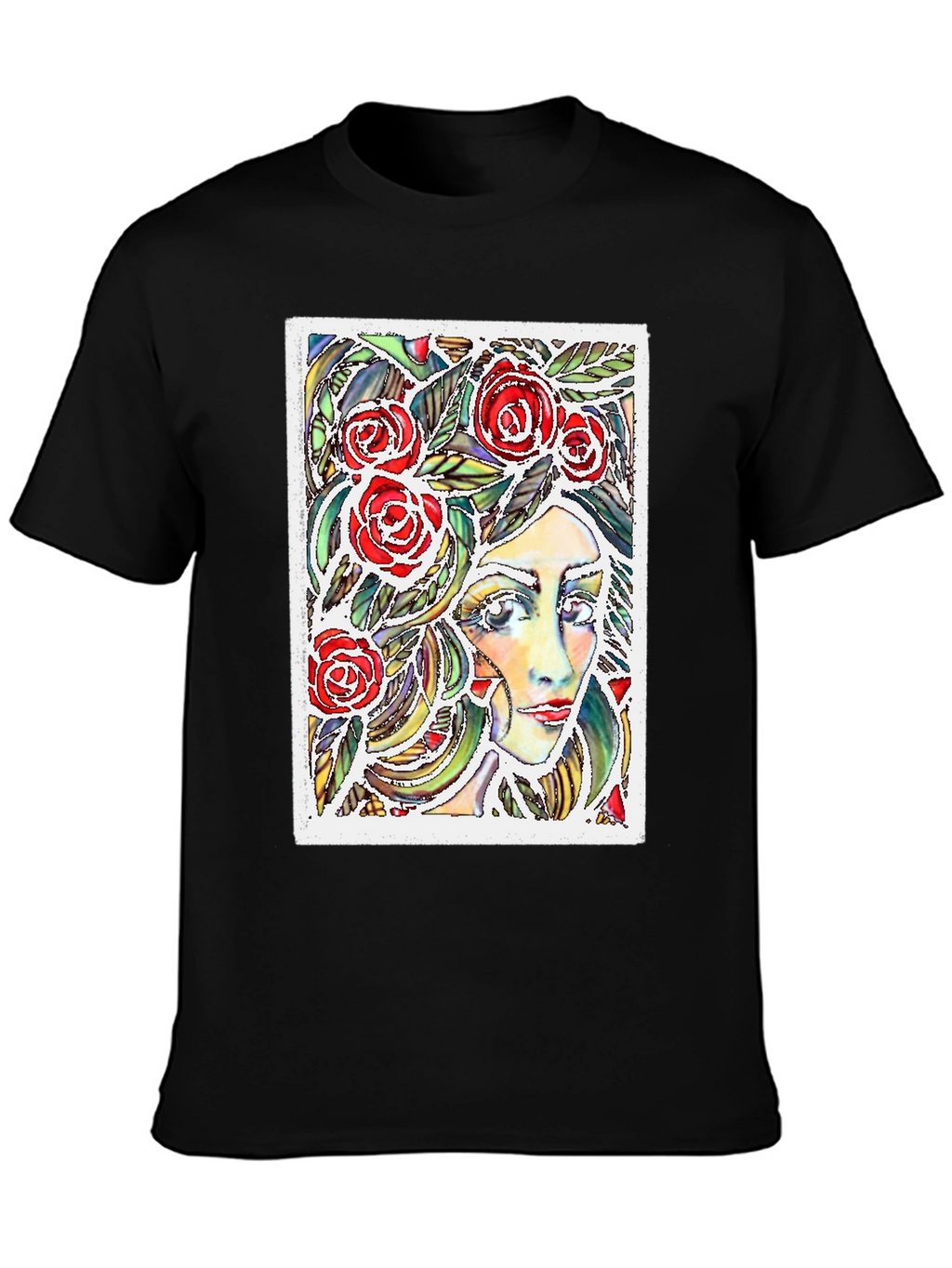 Woman with Roses Graphic T-Shirt