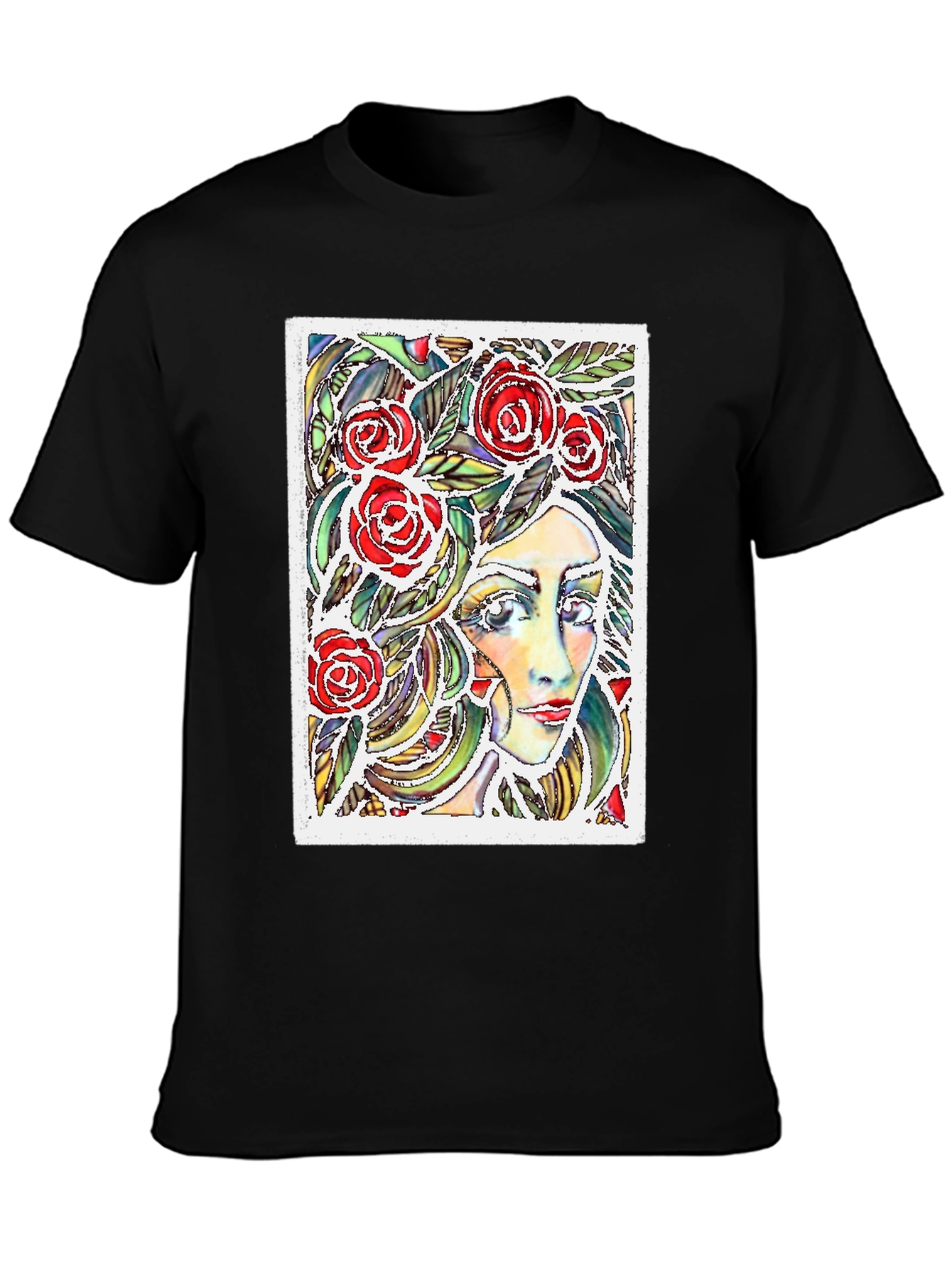 Woman with Roses Graphic T-Shirt