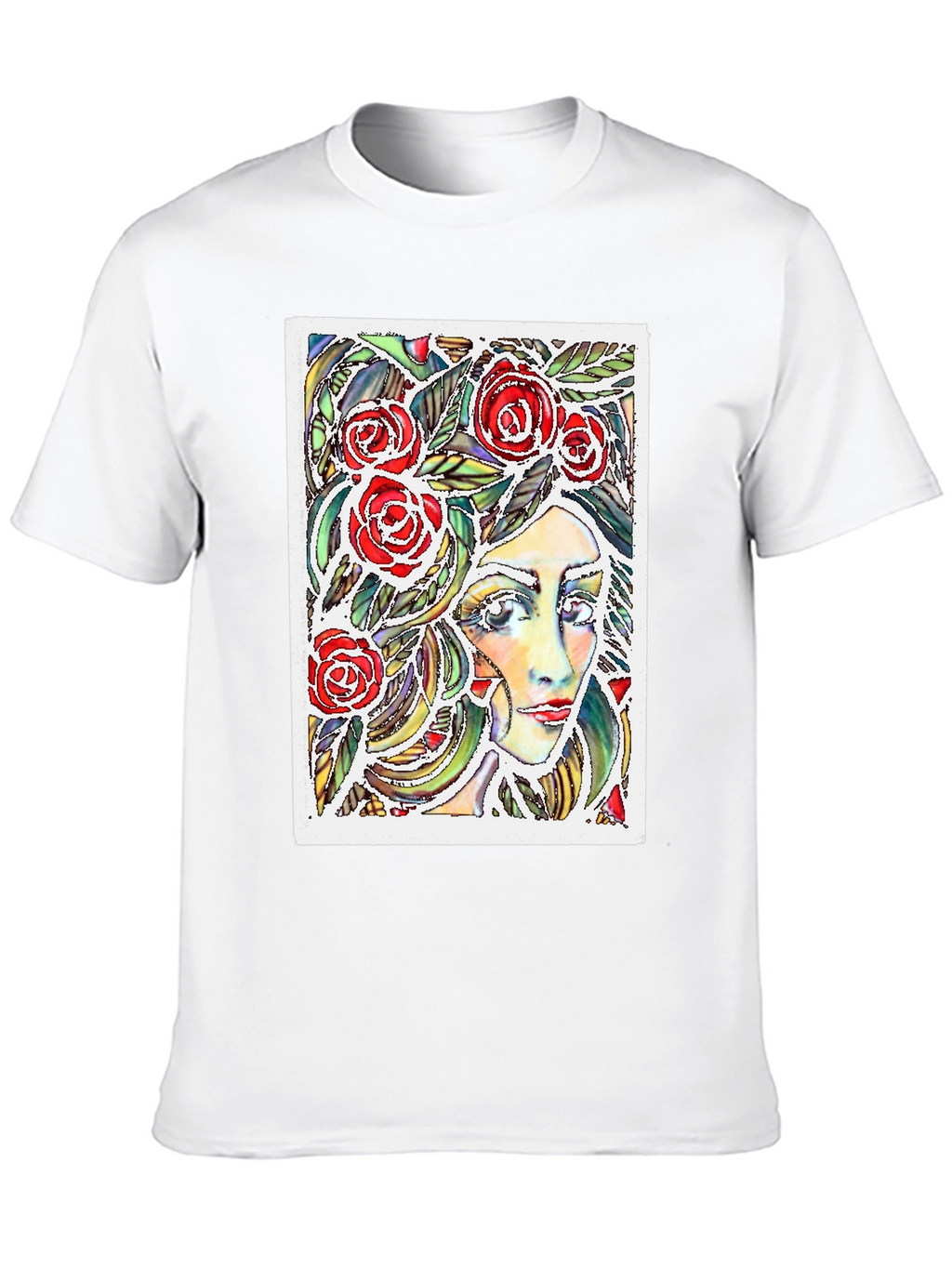 Woman with Roses Graphic T-Shirt