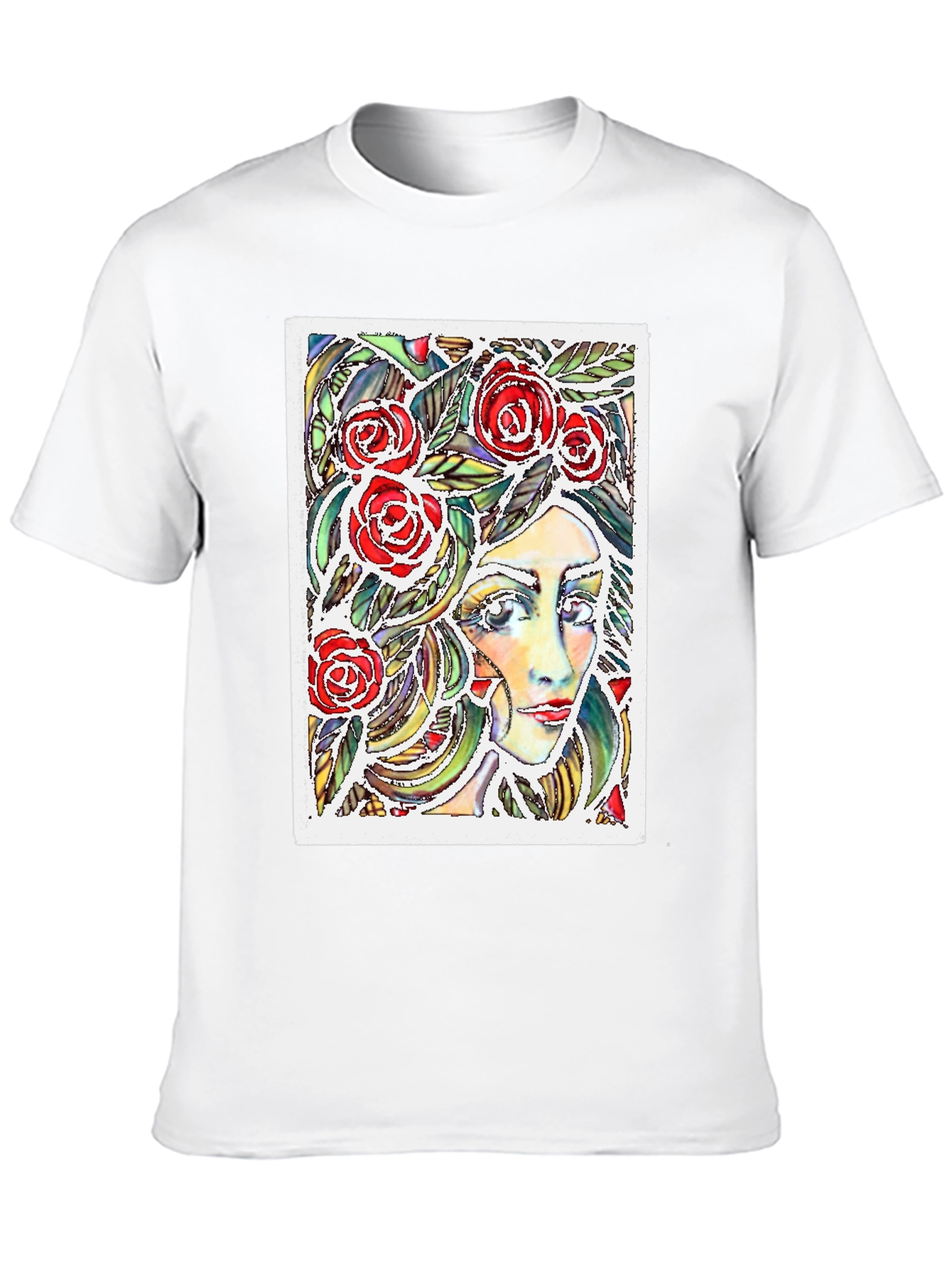 Woman with Roses Graphic T-Shirt