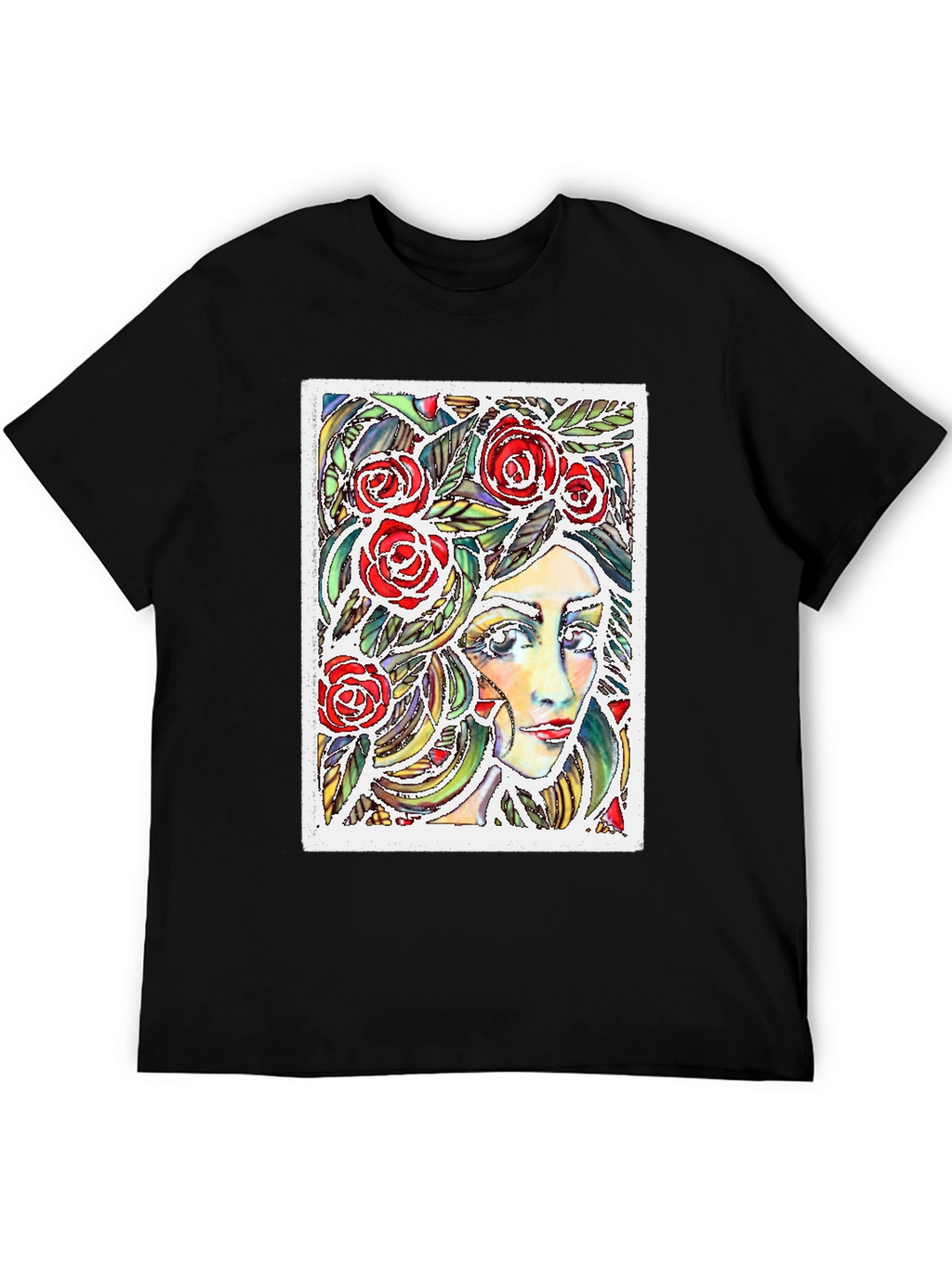 Woman with Roses Graphic T-Shirt