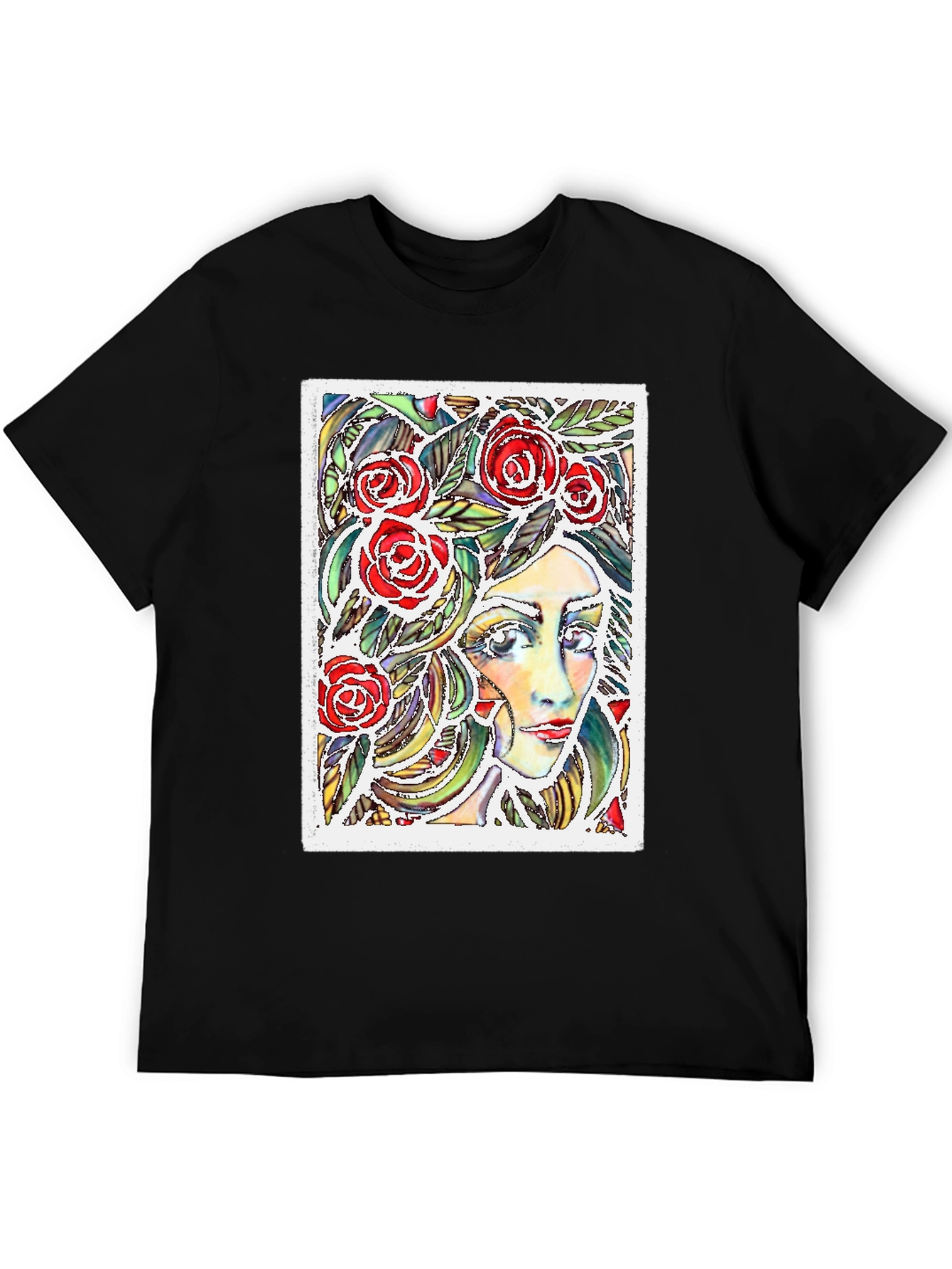 Woman with Roses Graphic T-Shirt