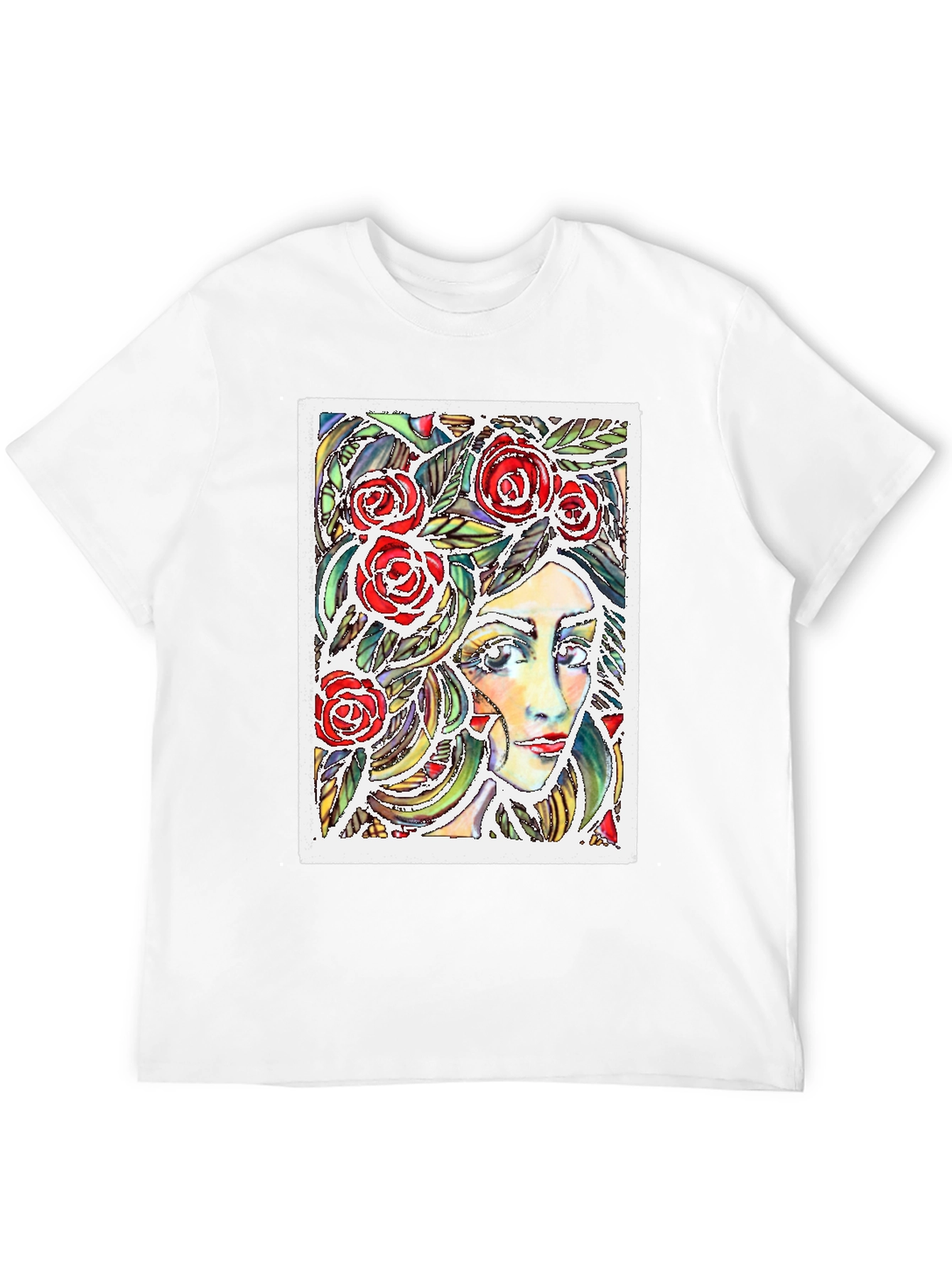 Woman with Roses Graphic T-Shirt