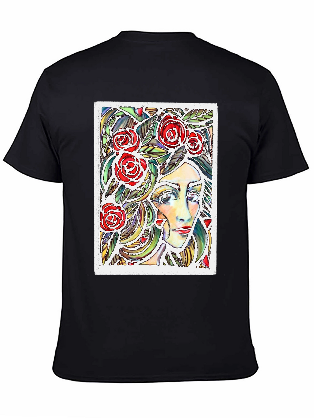 Woman with Roses Graphic T-Shirt