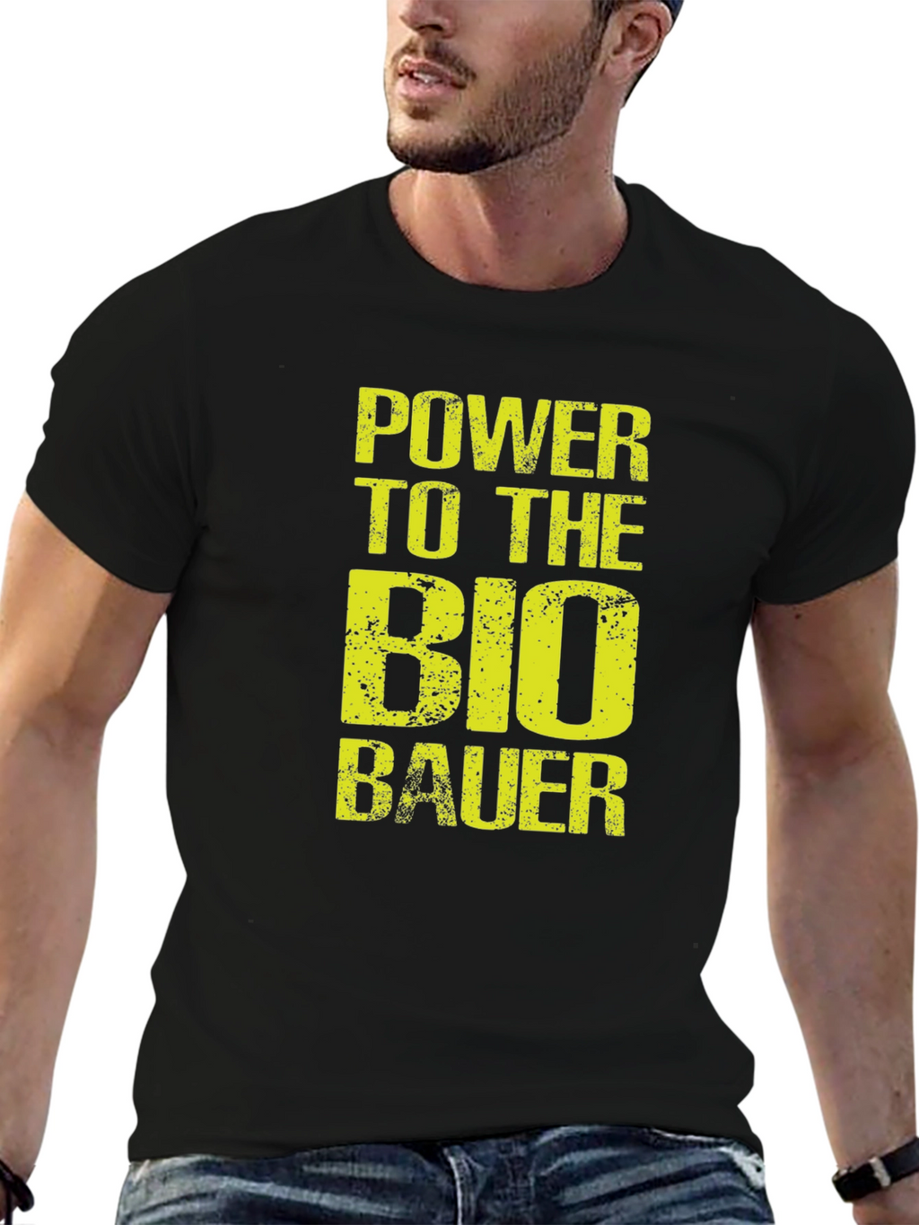 Power to the Bio Bauer Black Graphic Tee