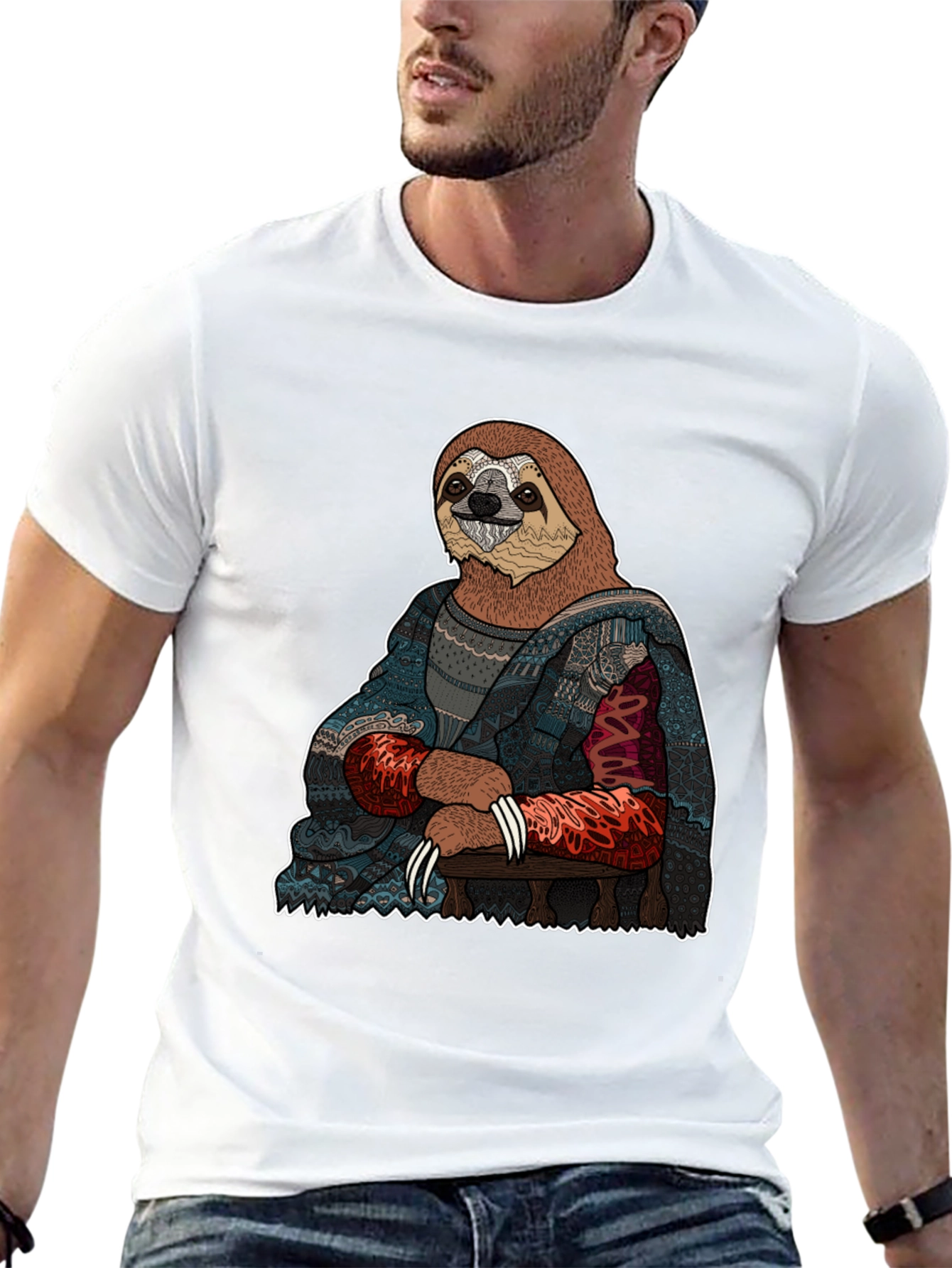 Sloth Mona Lisa T-Shirt - Artistic Funny Tee