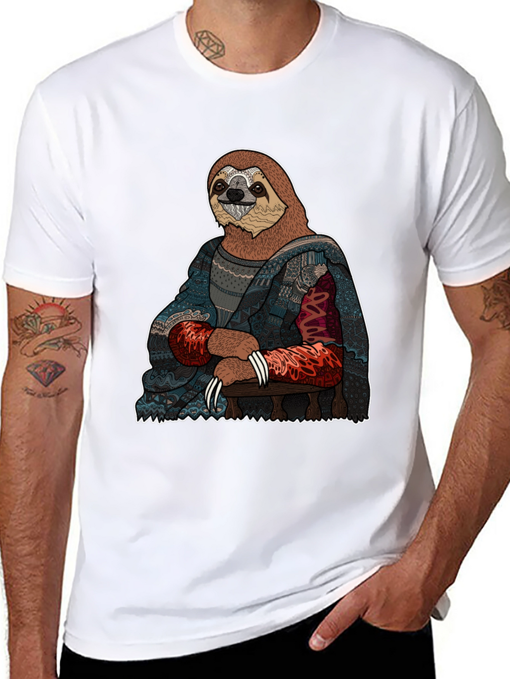Sloth Mona Lisa T-Shirt - Artistic Funny Tee