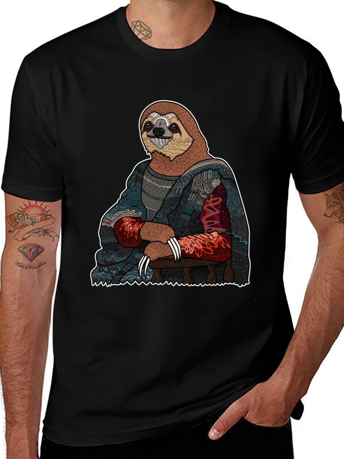 Sloth Mona Lisa T-Shirt - Artistic Funny Tee