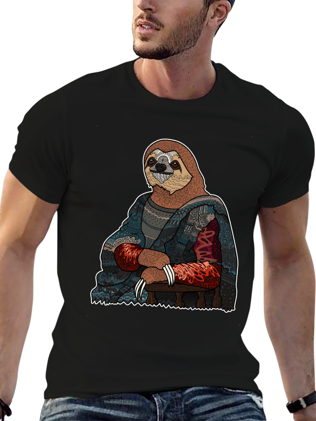 Sloth Mona Lisa T-Shirt - Artistic Funny Tee