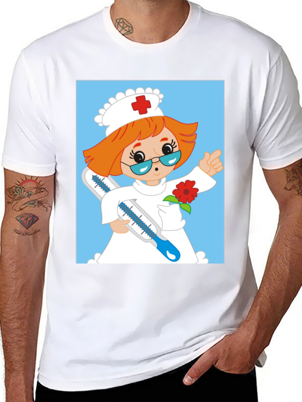 Cartoon Nurse Graphic T-Shirt