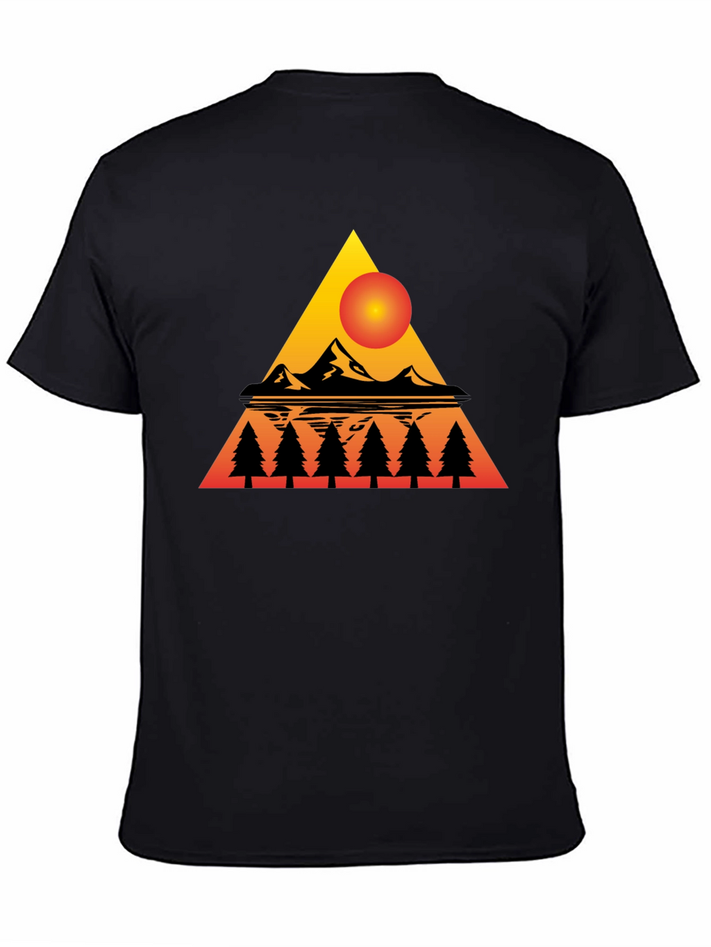 Sunset Mountain Triangle Graphic Tee - Black