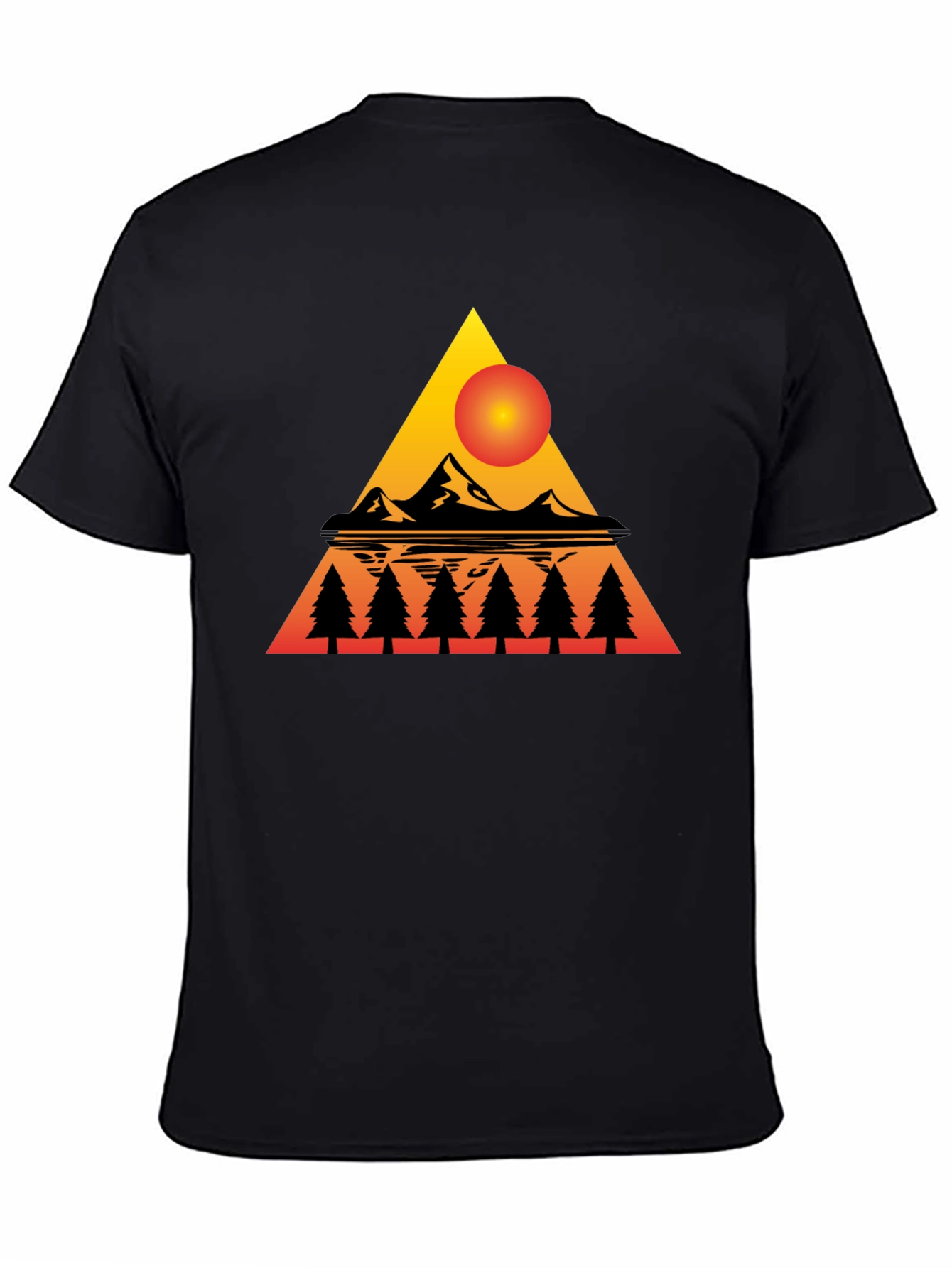 Sunset Mountain Triangle Graphic Tee - Black