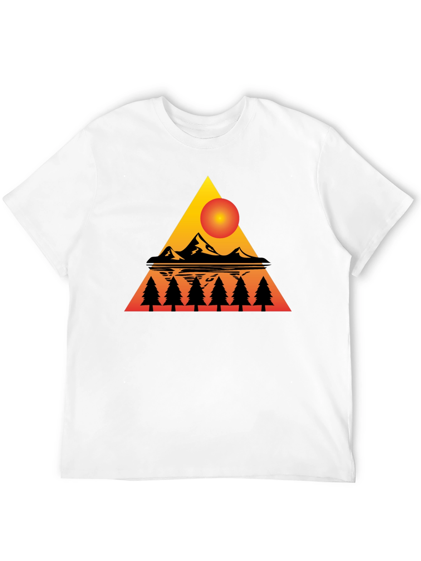 Sunset Mountain Triangle Graphic Tee - Black