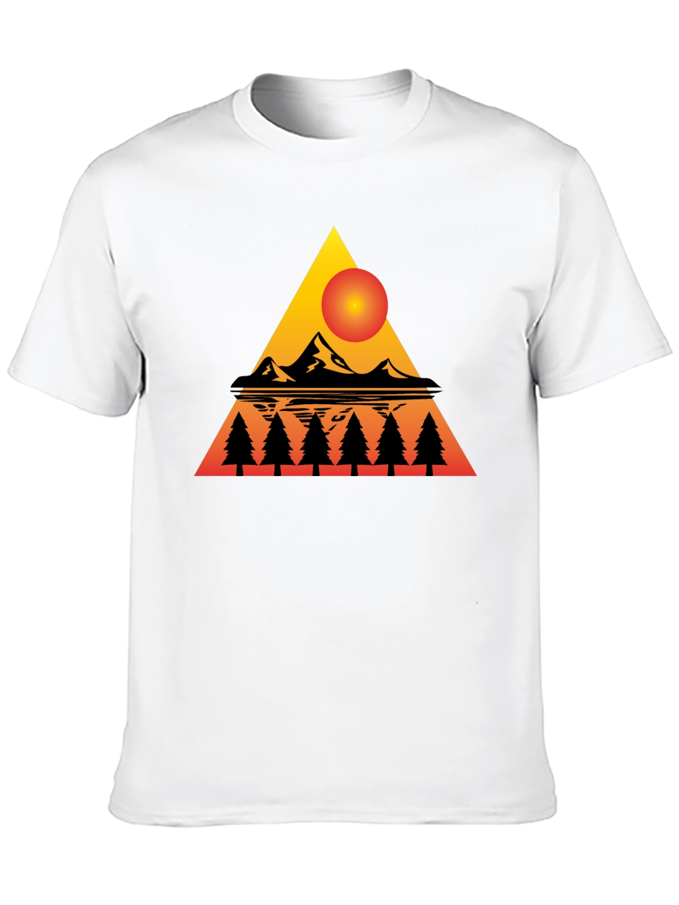 Sunset Mountain Triangle Graphic Tee - Black