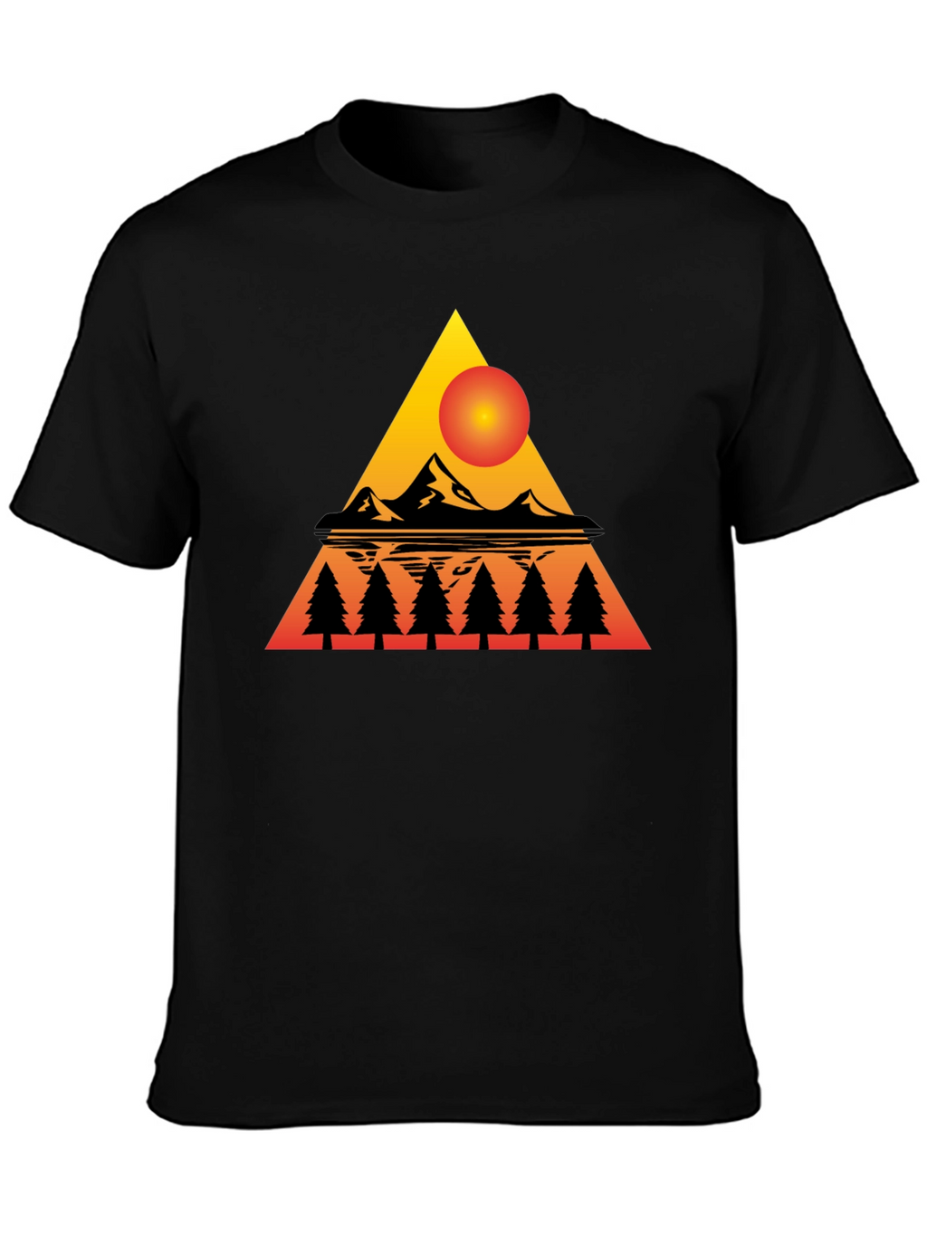 Sunset Mountain Triangle Graphic Tee - Black