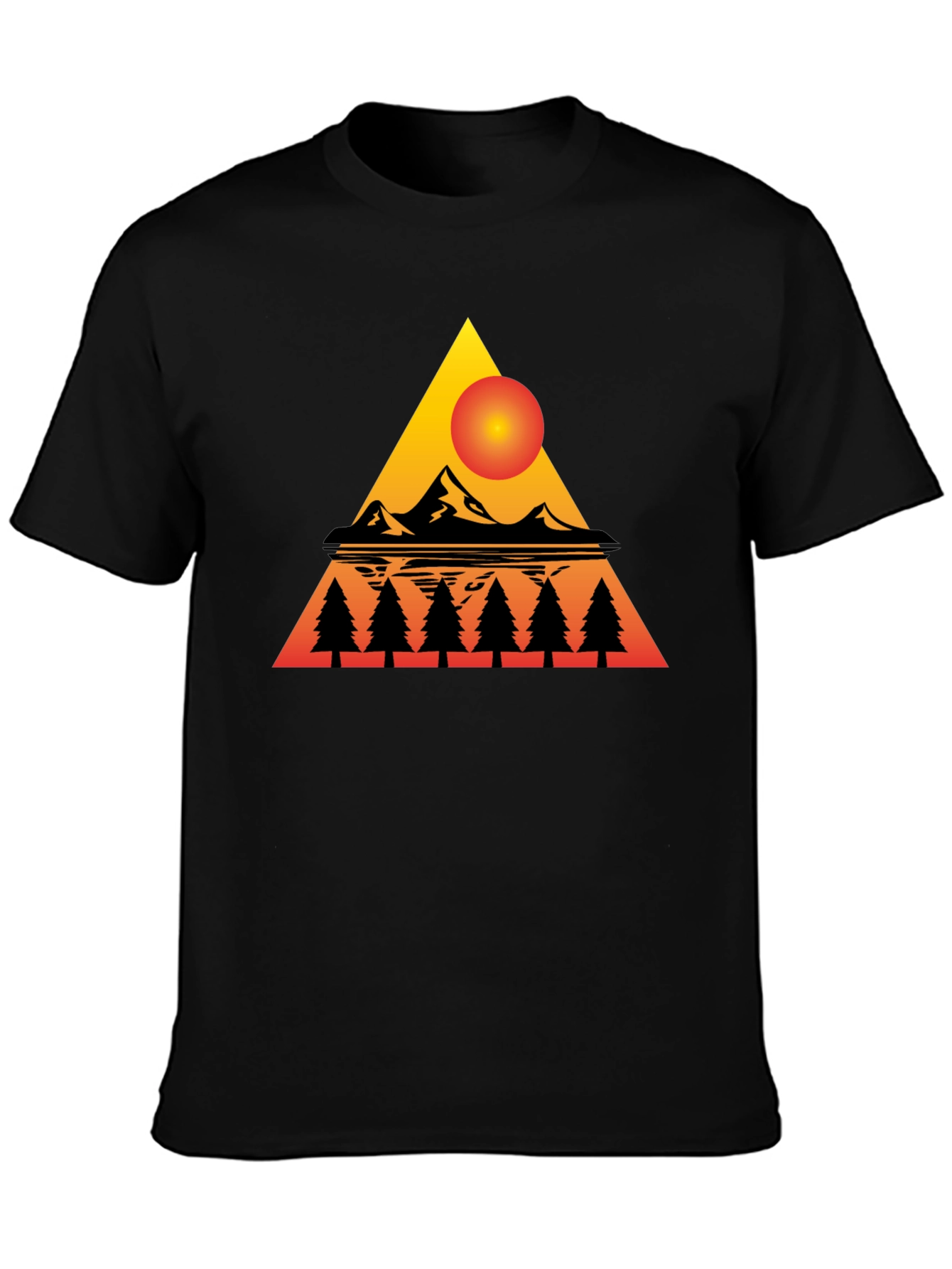 Sunset Mountain Triangle Graphic Tee - Black