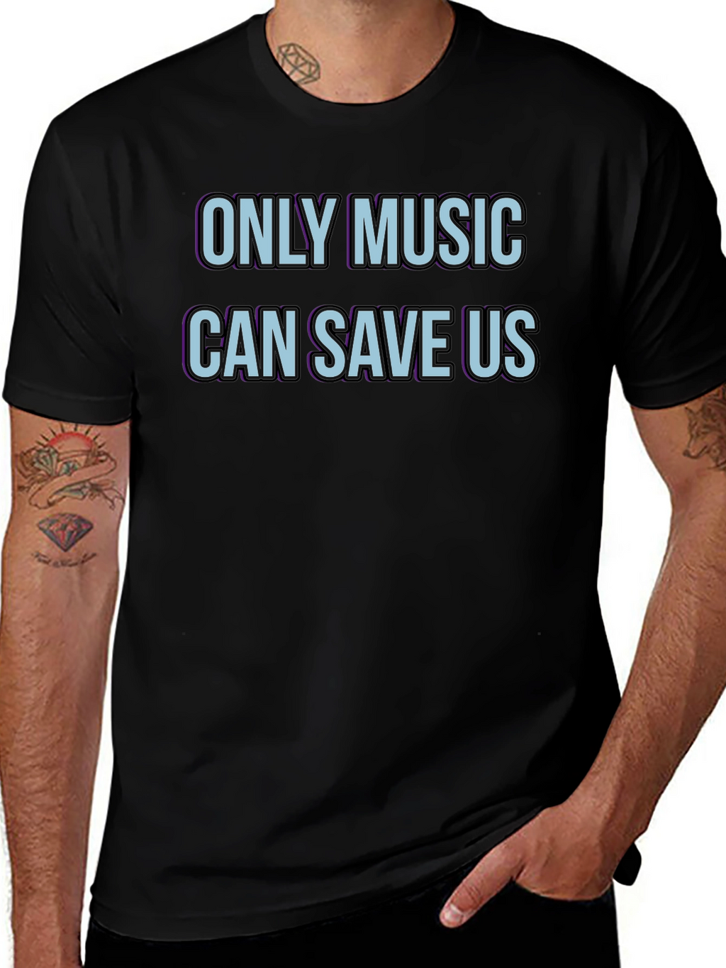 Only Music Can Save Us Black Graphic Tee