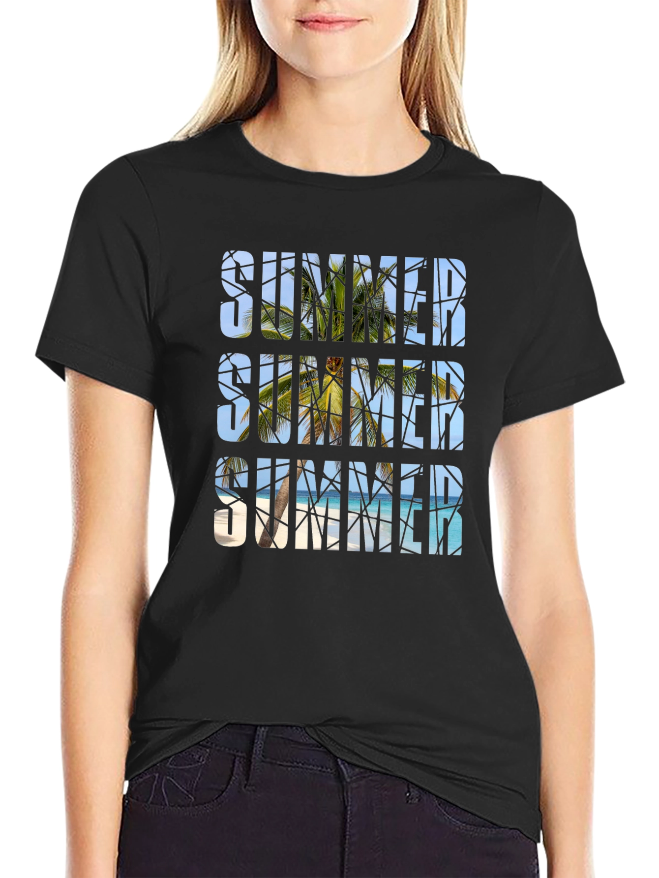 Summer Vibes Black Graphic Tee