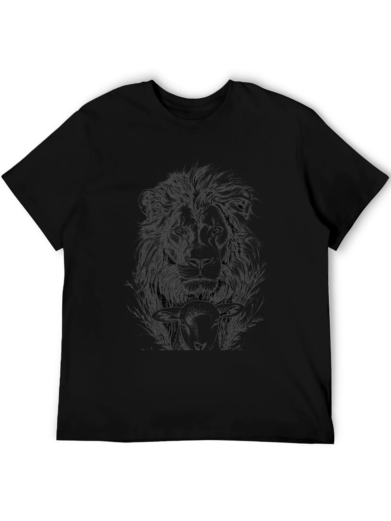 Lion & Lamb Graphic Print Black T-Shirt