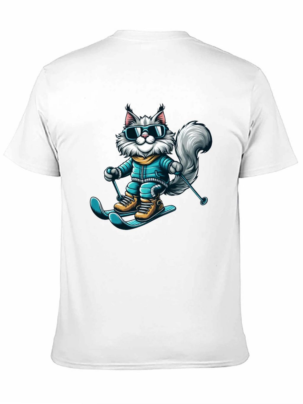 Skiing Cat T-Shirt - Fun Winter Apparel