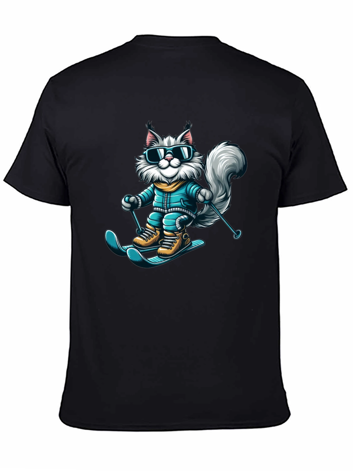 Skiing Cat T-Shirt - Fun Winter Apparel