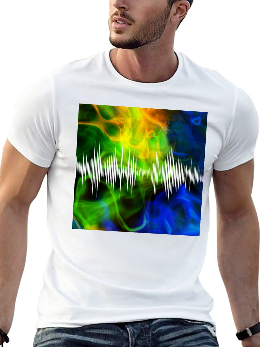 Abstract Soundwave Graphic Black T-Shirt