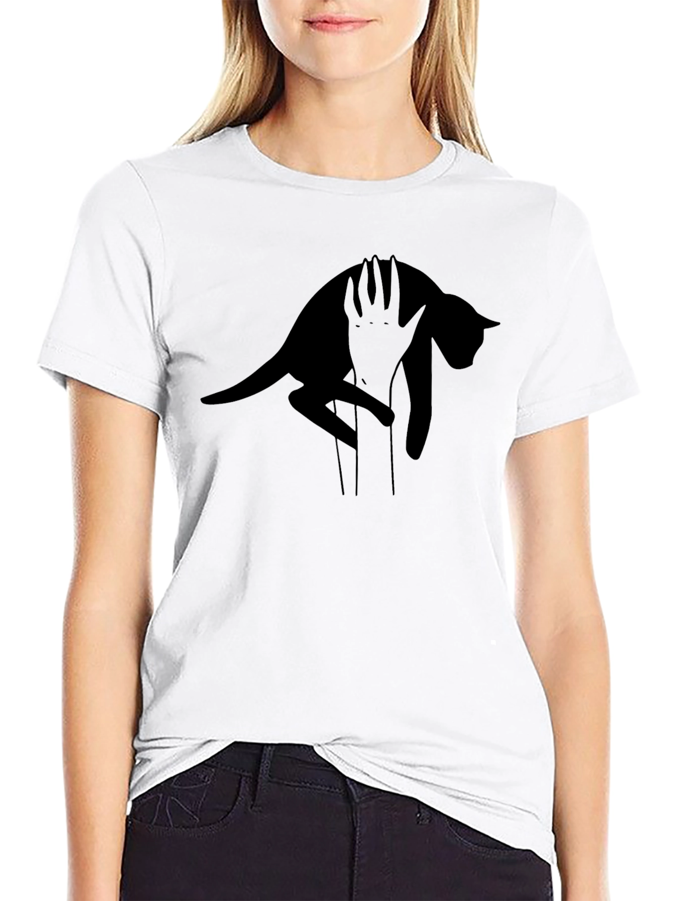 Black Cat Hand T-Shirt - Unique Graphic Tee