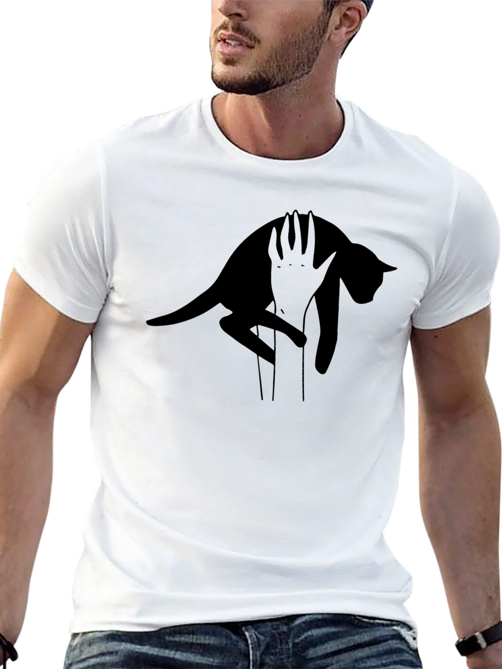 Black Cat Hand T-Shirt - Unique Graphic Tee