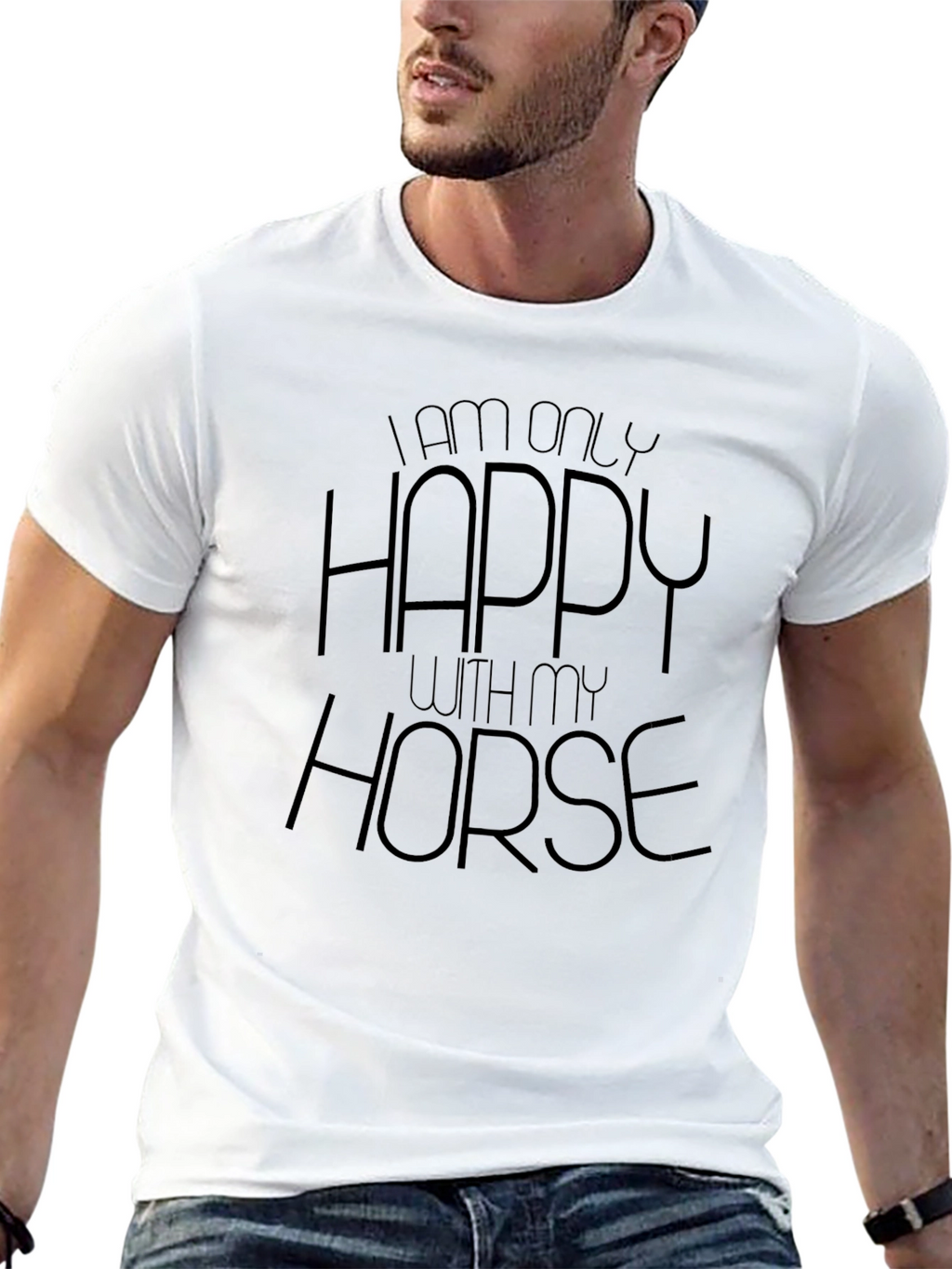 Happy With My Horse Black Graphic Tee
