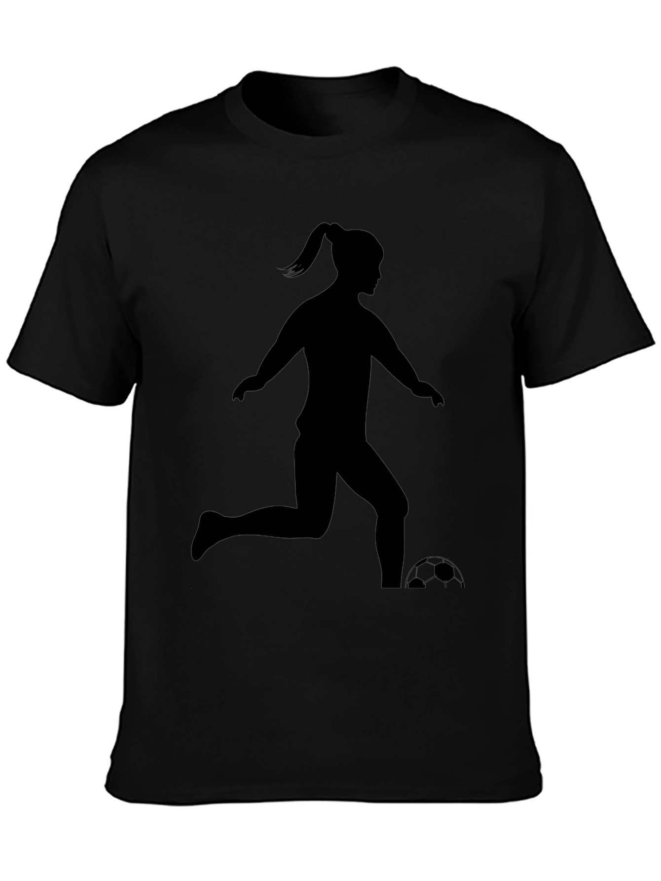 Soccer Girl Silhouette T-Shirt - Black
