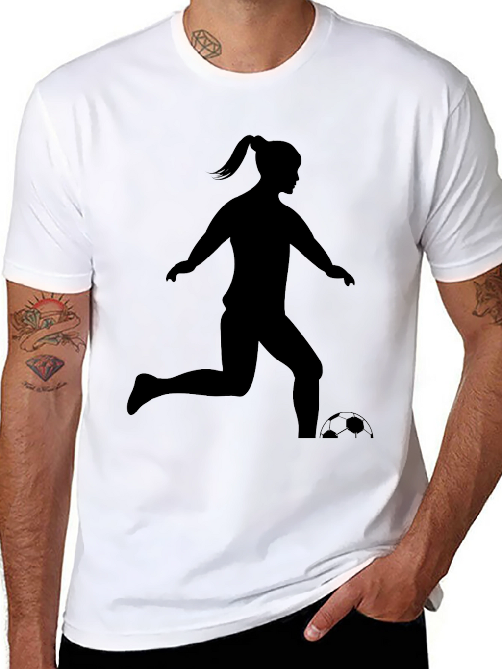 Soccer Girl Silhouette T-Shirt - Black