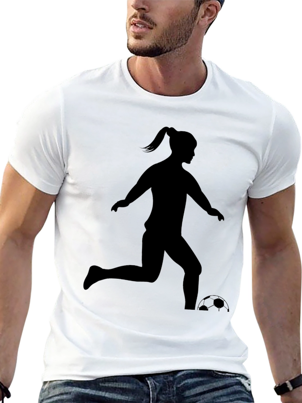 Soccer Girl Silhouette T-Shirt - Black