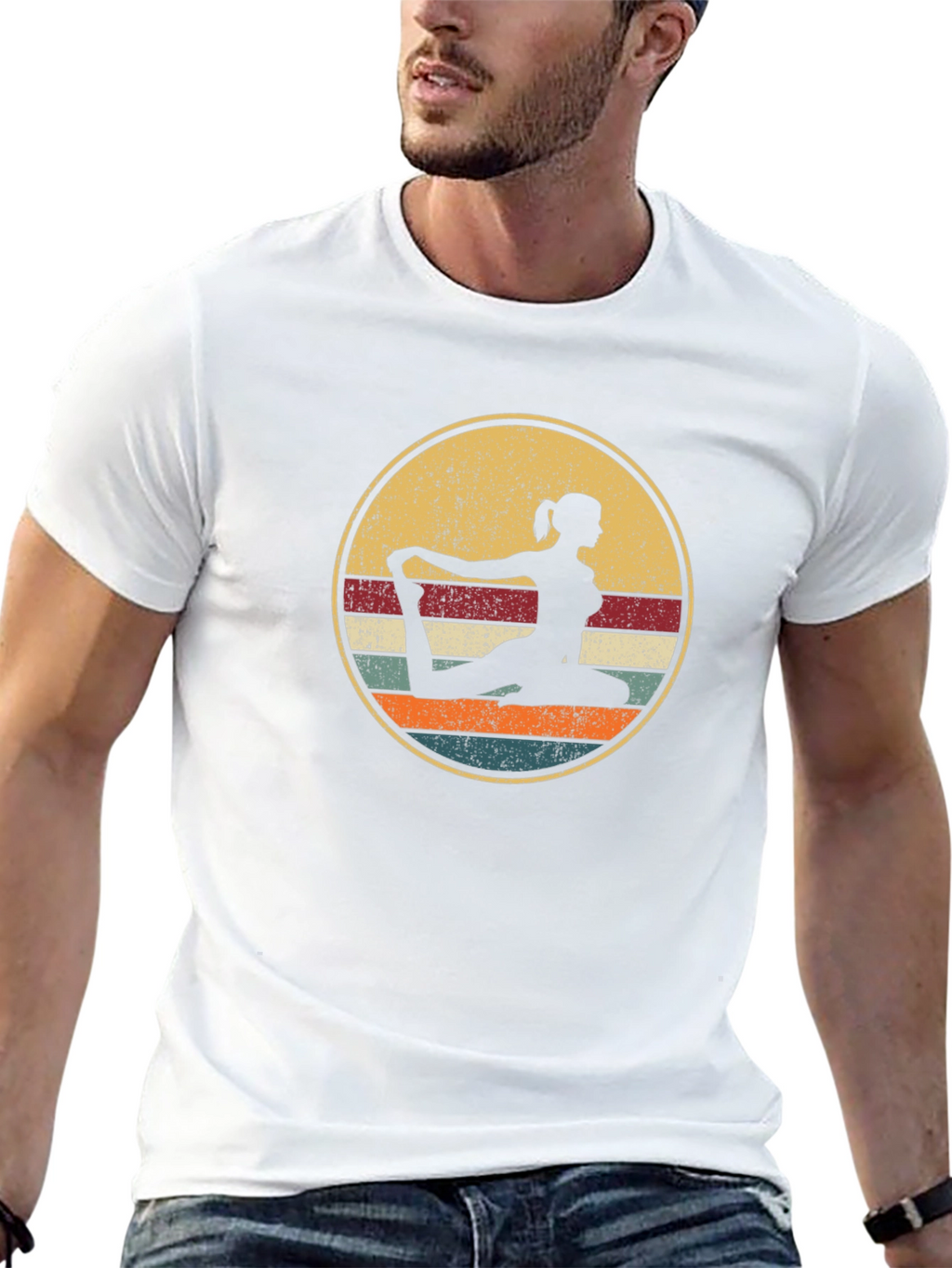 Yoga Silhouette Retro Graphic T-Shirt