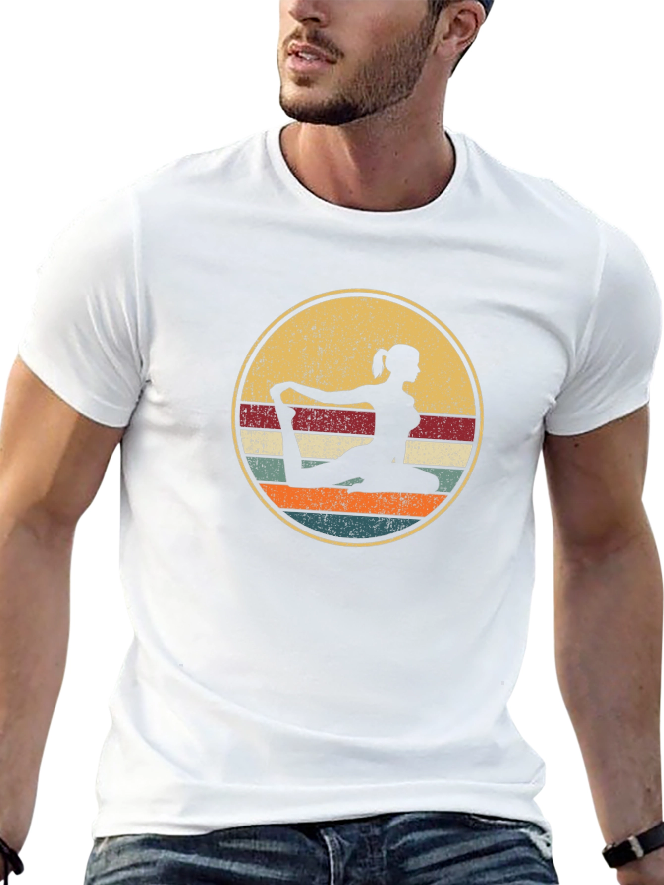 Yoga Silhouette Retro Graphic T-Shirt