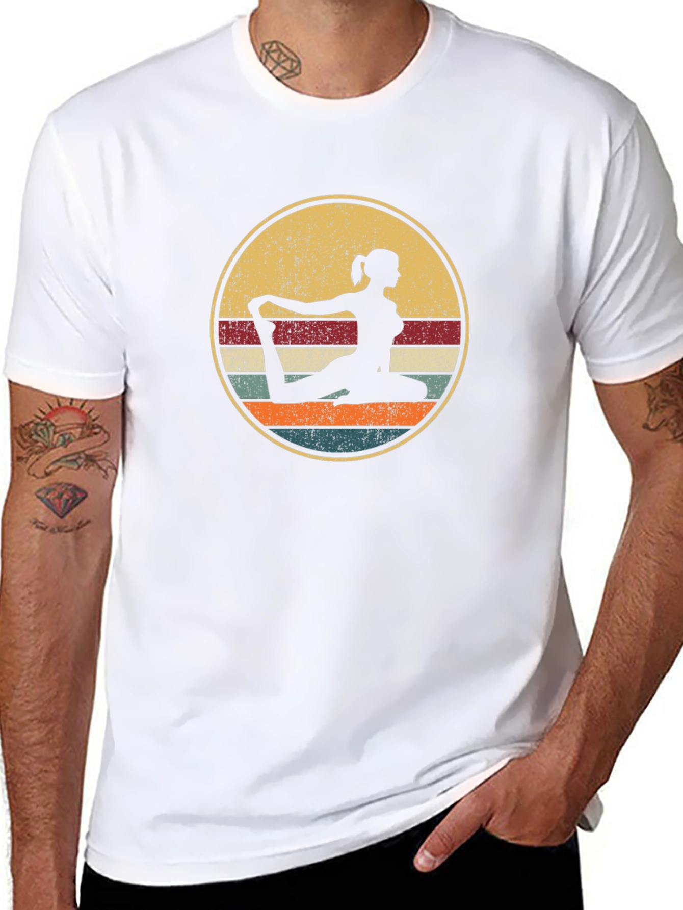 Yoga Silhouette Retro Graphic T-Shirt